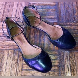 A.P.C. Black Leather Ankle Strap Flats 40/9.5